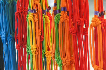 colorful ropes for sale in roadside market