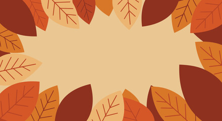 Autumn Leaves Frame Illustration for Graphic Design Template