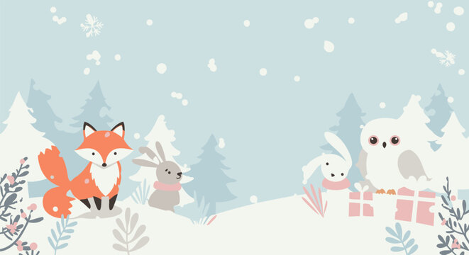 Cute Winter Woodland Animals Illustration for Children's Projects - Powered by Adobe