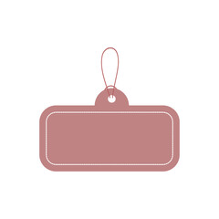 Minimalist Pink Tag with String, Isolated