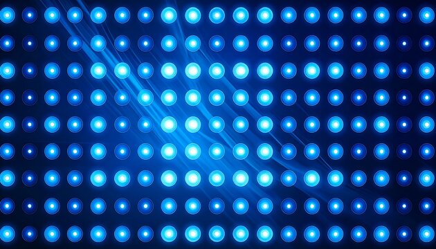 A grid of bright blue lights against a dark backdrop, creating a futuristic, abstract pattern with ethereal wisps