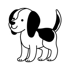 Cute Puppy with Floppy Ears and Wagging Tail — Minimalist Single-Line Illustration
