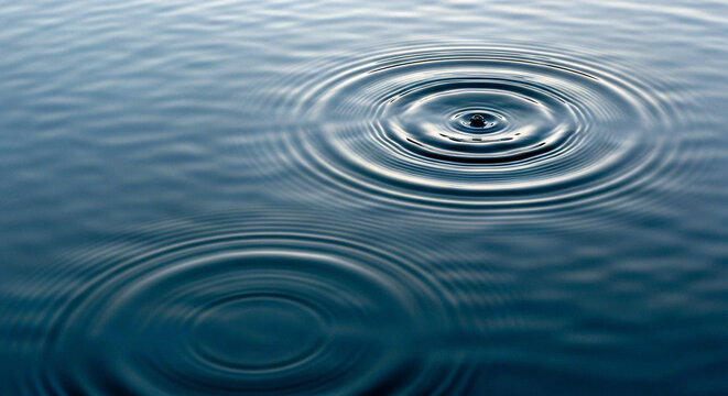 Water ripples in lake surface with multiple concentric circles - Powered by Adobe