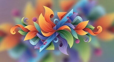 Vibrant Abstract Floral Swirls with Colorful Gradients.