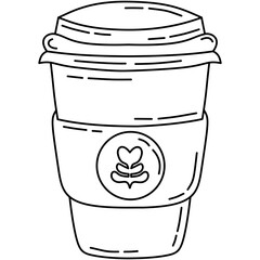 doodle cup of coffee outline style
