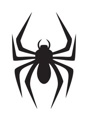 Black spider silhouette vector, bold graphic insect with angular legs on white — stock vector