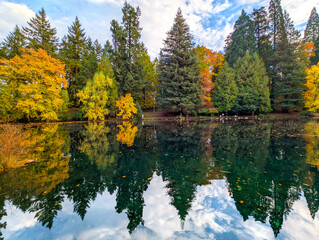 Fall reflections on Firwood Lake, Laurelhurst Park, Portland, Oregon
