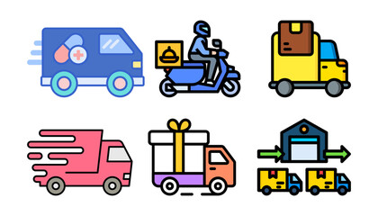 Premium Delivery Icon & Vector Pack | Fast Delivery, Delivery Bike, Delivery Truck, Emergency Delivery Illustrations