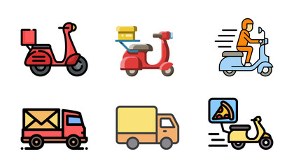Premium Delivery Icon & Vector Pack | Fast Delivery, Delivery Bike, Delivery Truck, Emergency Delivery Illustrations