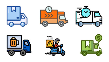 Premium Delivery Icon & Vector Pack | Fast Delivery, Delivery Bike, Delivery Truck, Emergency Delivery Illustrations