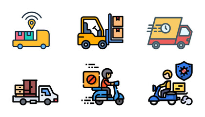 Premium Delivery Icon & Vector Pack | Fast Delivery, Delivery Bike, Delivery Truck, Emergency Delivery Illustrations