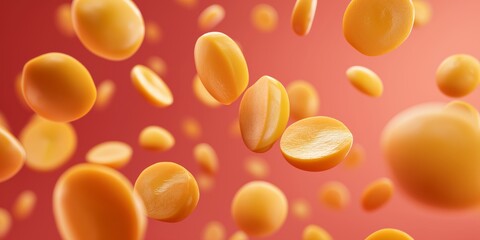 A Dynamic Composition of Orange Spheres in Motion Against a Gradient Background Capturing the Essence of Vibrancy and Energy