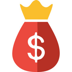 Red Money Bag With Yellow Crown And White Dollar Sign Isolated On Transparent Background