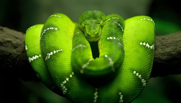 green snake on a tree