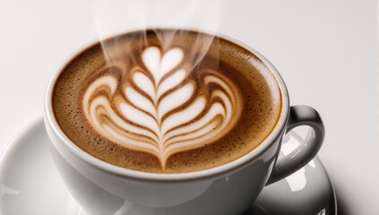 Obraz premium Coffee with latte art on a white background