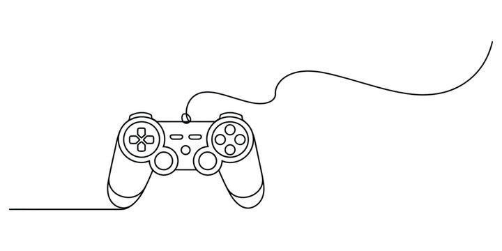 One continuous line drawing art of modern video game controller