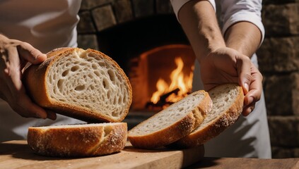 Artisan baker showcasing freshly-baked bread