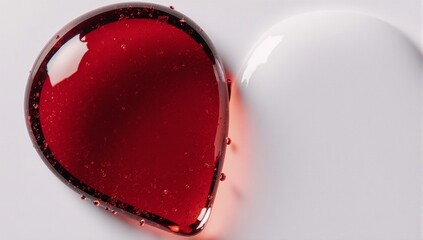 Image of a single red blood drop featuring the outline of a white heart within