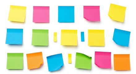 Colorful sticky notes create a vibrant brainstorming session, perfect for project planning and visual reminders in a fun, creative workspace