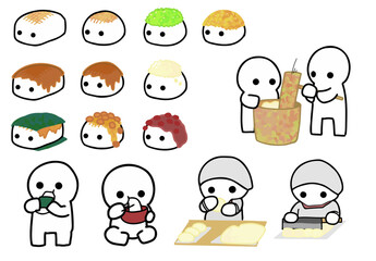 Mochi characters, OC eats mochi, OC cookes mochi