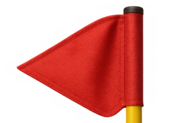 Red flag marking a golf hole. Representing success, goal, competition, and precision in sport. Transparent background