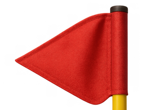 Red flag marking a golf hole. Representing success, goal, competition, and precision in sport. Transparent background