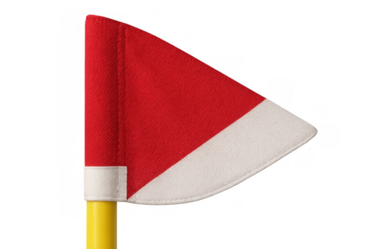 Golf flag on a yellow pole, marking the hole. Essential equipment for sports, game, and competition. Isolated with transparent background