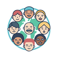 diverse faces from various ethnicities in a circle
