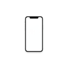 Minimalist black smartphone mockup featuring a blank white screen, centered on a plain white background.