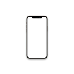 Minimalist black smartphone mockup featuring a blank white screen, centered on a plain white background.
