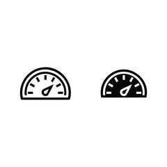 Gauge and speedometer icons, outline and solid design elements
