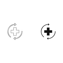 Continuous health care update medical cross service icon design