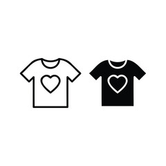 Naklejka premium T-shirt with heart icon set, love clothing symbol vector design