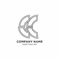 Abstract Intertwined Letter K Logo Design with Modern and Minimalist Style.