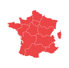 Map of France with Administrative Regions