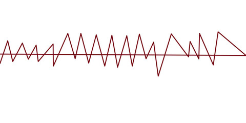 Sharp zigzag frequency line forming an abstract rhythm pattern on a clean white field