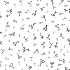 Simple Cute Cherry Fruit Seamless Pattern with Outline on White Background
