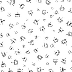 Seamless Handdrawn Coffee Cup with Steam Minimalist Style Pattern