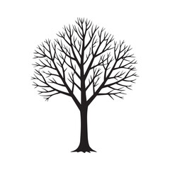 Elegant silhouette of a bare tree, a minimalist design element perfect for winter themes and nature-inspired projects with a modern, clean aesthetic