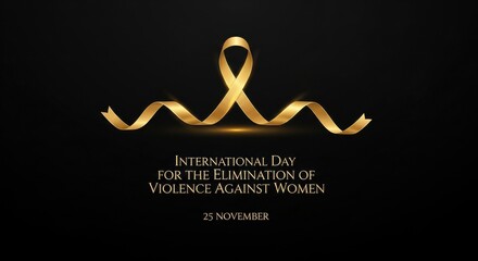Golden ribbon for the international day for the elimination of violence against women