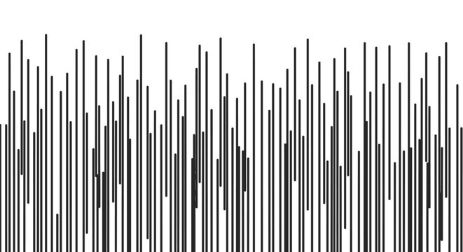 Abstract monochrome background featuring a dense pattern of vertical black lines with varying thickness, creating a dynamic texture.
