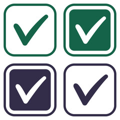 Checkmark icon set isolated on white background.
