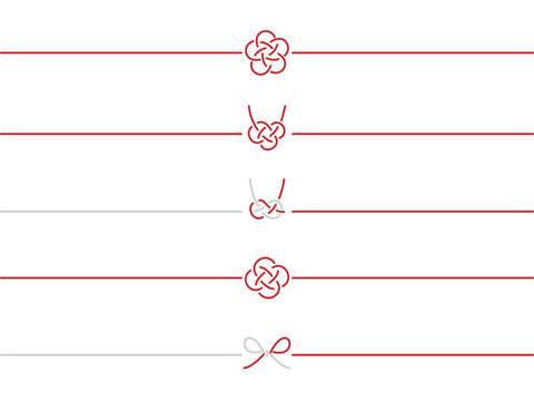 シンプルでかわいい水引のイラストのセット