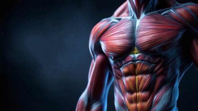 Stunning close-up of human muscle anatomy showcasing detailed muscular structure and vibrant colors