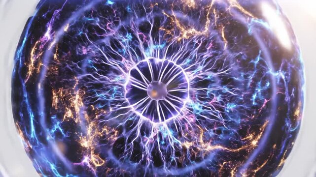 Plasma Ball Displaying Lightning, Electric Arcs and Energy Discharge