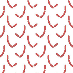 Minimalist Flat Sausage Seamless Pattern Food Product Background