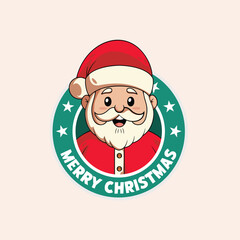 Festive Santa Claus Emblem A Merry Christmas Illustration for Holiday Greetings and Festive Designs, Perfect for Seasonal Projects