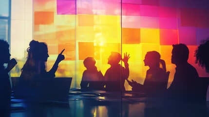 Team Collaboration: Creative brainstorming session in a modern office space