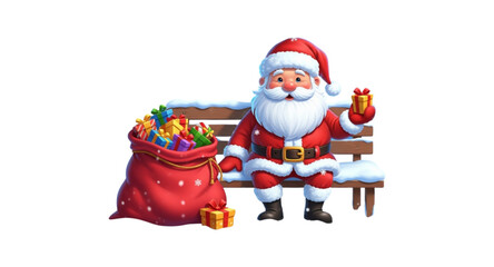santa claus with gifts isolated