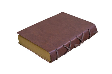 Vintage leather-bound book with intricate detailing.